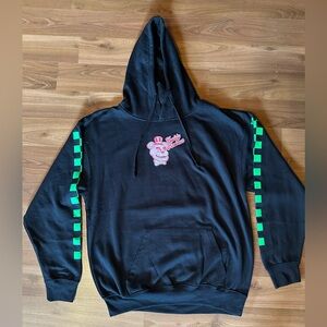 Five Nights At Freddy’s FNAF Black Hoodie with Green Checkered Sleeves